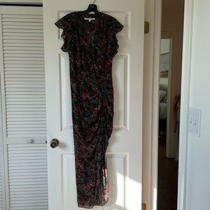 Veronica Beard size 4 silk floral ruched long dress. Never worn.